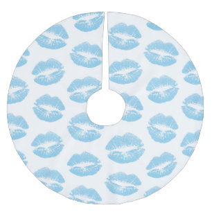 Jupon De Sapin En Polyester Brossé Lèvres Bleues, Motif De Lèvres, Bleu, Baiser