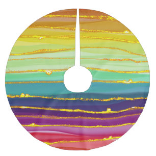 Jupon De Sapin En Polyester Brossé Lignes arc-en-ciel : composition de luxe abstraite