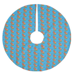 Jupon De Sapin En Polyester Brossé Lion joyeux avec dessin animé de papillon