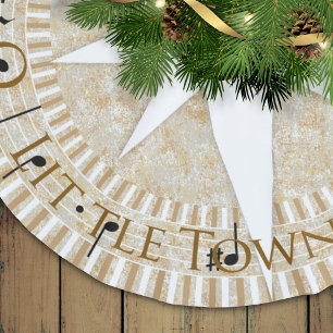 Jupon De Sapin En Polyester Brossé Little Town of Bethlehem Christmas Carol/Natural