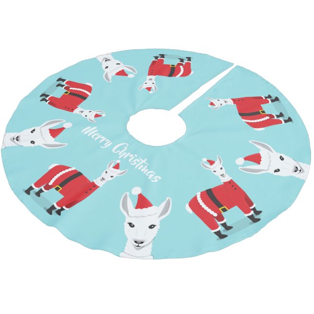 Jupon De Sapin En Polyester Brossé Llama Père Noël Noël animal (Angle)