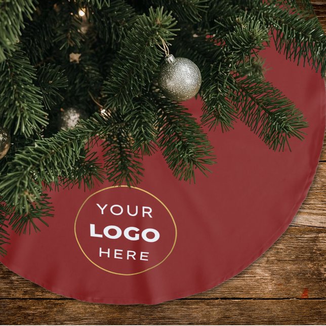 Jupon De Sapin En Polyester Brossé Logo d'entreprise personnalisé Fête rouge (Créateur téléchargé)