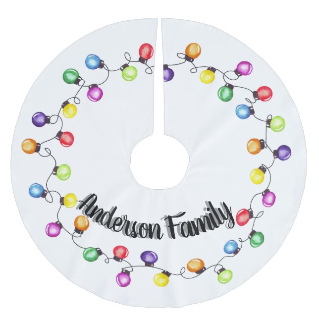 Jupon De Sapin En Polyester Brossé Lumières de Noël personnalisées (Devant)