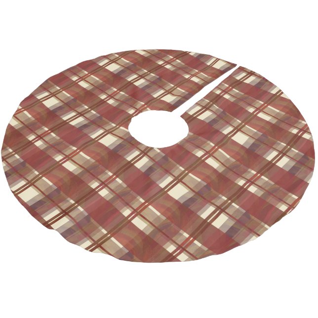 Jupon De Sapin En Polyester Brossé Madras Plaid Fall Red (Angle)