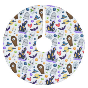 Jupon De Sapin En Polyester Brossé Maison hantée mignonne Motif d'Halloween