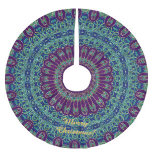 Jupon De Sapin En Polyester Brossé Mandala pourpre, bleu et vert