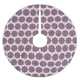 Jupon De Sapin En Polyester Brossé Mandala rose