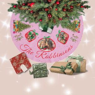 Jupon De Sapin En Polyester Brossé Marching Festin Reindeer rose 3 Jupe d'arbre photo