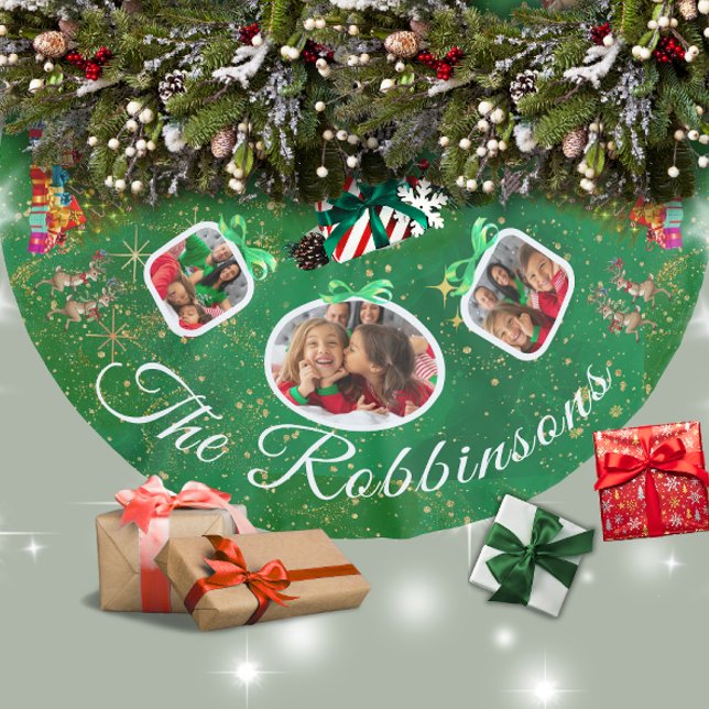 Jupon De Sapin En Polyester Brossé Marching Reindeer Green 3 Jupe d'arbre photo (Créateur téléchargé)