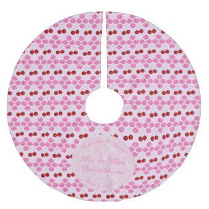 Jupon De Sapin En Polyester Brossé Mariage rose Printemps Cerisiers en fleurs et ceri