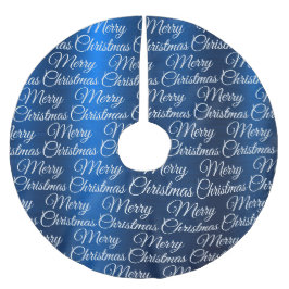 Jupon De Sapin En Polyester Brossé Marry Christmas White Snowflakes Navy Blue
