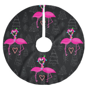 Jupon De Sapin En Polyester Brossé mauvais coeur de bonbons flamingo de noël
