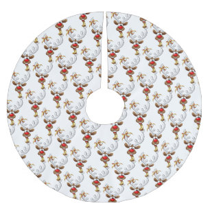 Jupon De Sapin En Polyester Brossé Mème de Noël drôle de renne qui regarde par-dessus
