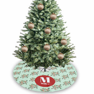 Jupon De Sapin En Polyester Brossé Menthe verte de Noël Nom personnalisé