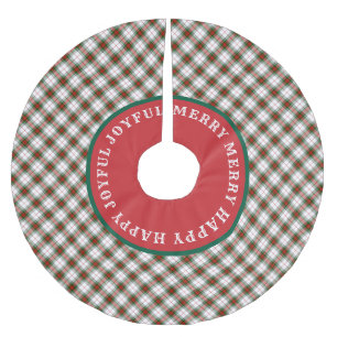 Jupon De Sapin En Polyester Brossé MERRY Words Scottish Tartan