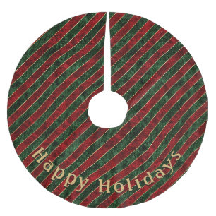 Jupon De Sapin En Polyester Brossé Message personnel du Motif de bande rouge vert mod