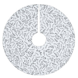 Jupon De Sapin En Polyester Brossé Modèle de feuillage rustique gris foncé blanc de f