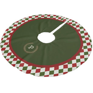 Jupon De Sapin En Polyester Brossé Modèle de Jacquard de Monogramme rouge vertJupe