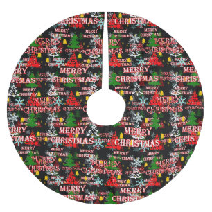 Jupon De Sapin En Polyester Brossé Modèle de texte décoratif Joyeux Noël