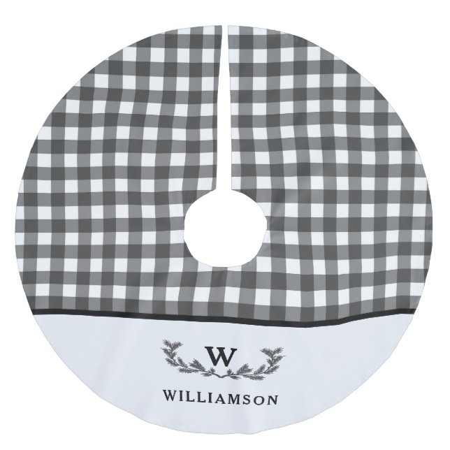 Jupon De Sapin En Polyester Brossé Moderne Agritourisme Style Noir Blanc Plat Monogra (Devant)