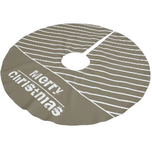 Jupon De Sapin En Polyester Brossé Moderne et élégant rayures Joyeux Noël