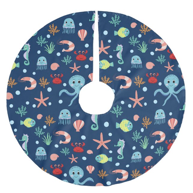 Jupon De Sapin En Polyester Brossé Monde marin (Devant)