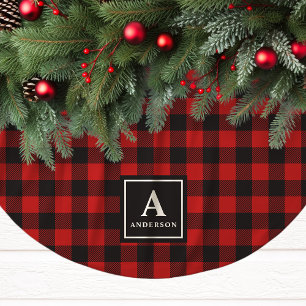 Jupon De Sapin En Polyester Brossé Monogramme à carreaux buffle rouge et noir
