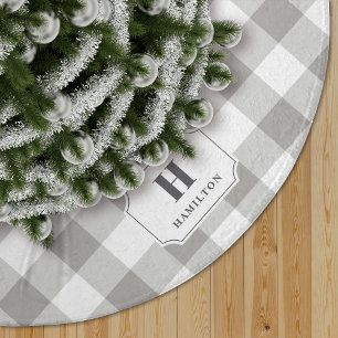 Jupon De Sapin En Polyester Brossé Monogramme à plat de buffle gris et blanc