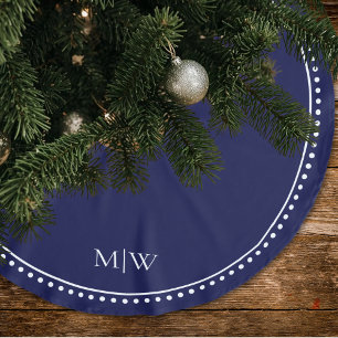 Jupon De Sapin En Polyester Brossé Monogramme de couples minimalistes Bleu Férié