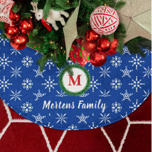 Jupon De Sapin En Polyester Brossé Monogramme de couronne Votre nom Flèche de neige b