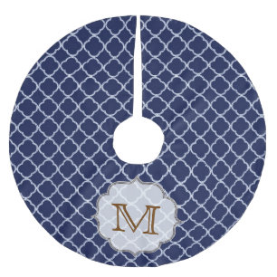 Jupon De Sapin En Polyester Brossé Monogramme initial de la jupe d'arbre de la Marine