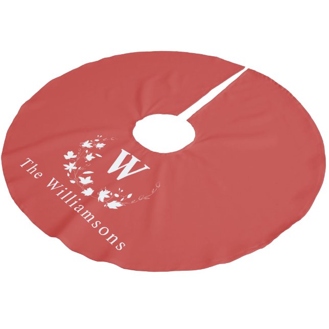 Jupon De Sapin En Polyester Brossé Monogramme minimaliste Roue Florale Wreath personn (Angle)