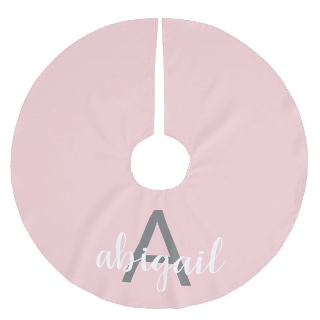 Jupon De Sapin En Polyester Brossé Monogramme moderne rose pâle (Devant)