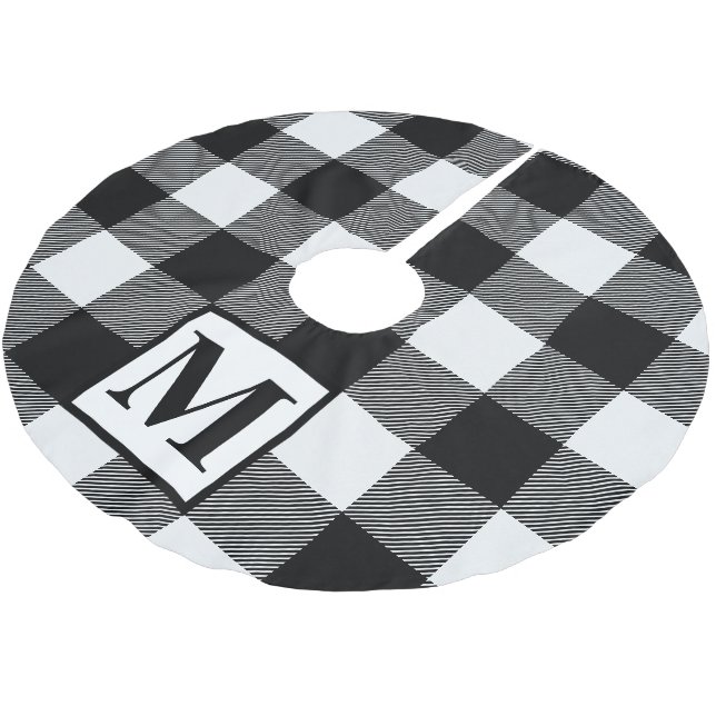 Jupon De Sapin En Polyester Brossé Monogramme noir et blanc Plaid de buffle (Angle)