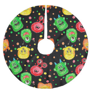 Jupon De Sapin En Polyester Brossé Monstres aquarelles : Motif mignon