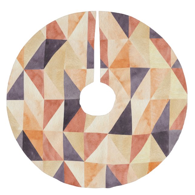 Jupon De Sapin En Polyester Brossé Mosaïque triangulaire Aquarelle Motif terrestre (Devant)