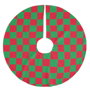 Jupon De Sapin En Polyester Brossé Motif à damiers rouge et vert