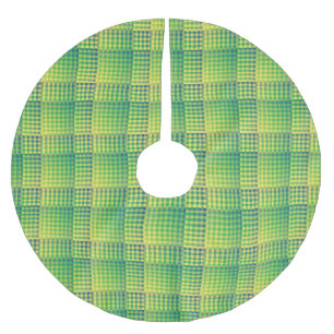 Jupon De Sapin En Polyester Brossé Motif Abstrait à Damier Vert Bleu