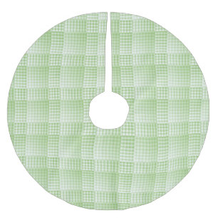 Jupon De Sapin En Polyester Brossé Motif Abstrait à Damier Vert et Blanc