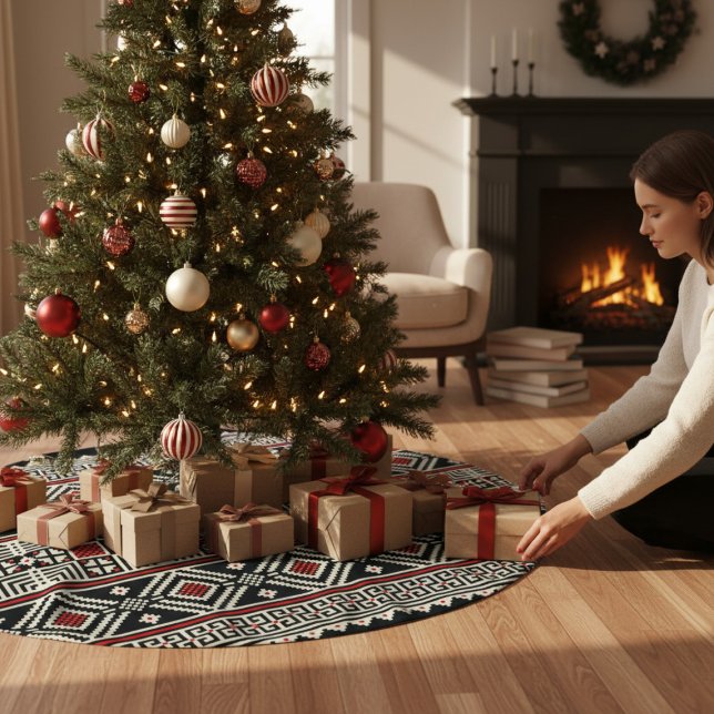 Jupon De Sapin En Polyester Brossé Motif Abstrait tribal (Créateur téléchargé)