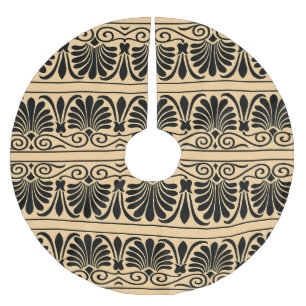 Jupon De Sapin En Polyester Brossé Motif Arabesque Méditerranéen Grec Brun