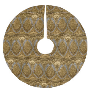 Jupon De Sapin En Polyester Brossé Motif Art Déco Argent et Or