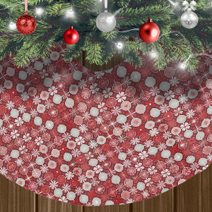Jupon De Sapin En Polyester Brossé Motif blanc rouge Noël #13 ID1009