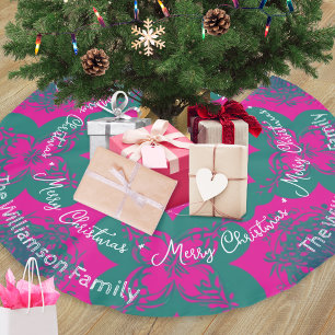 Jupon De Sapin En Polyester Brossé Motif Bohème Coloré Rose Vert Noël Tendance