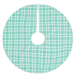 Jupon De Sapin En Polyester Brossé Motif carreaux blanc aquamarine