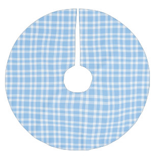 Jupon De Sapin En Polyester Brossé Motif carreaux bleu blanc