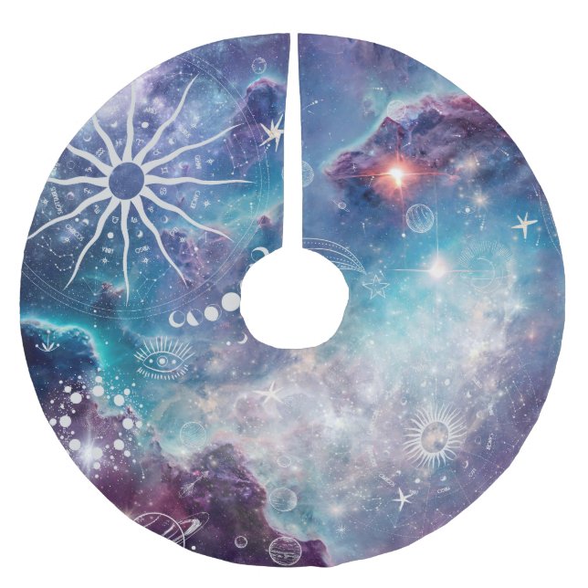 Jupon De Sapin En Polyester Brossé Motif céleste bleu violet (Devant)