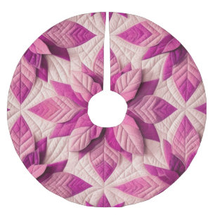 Jupon De Sapin En Polyester Brossé Motif courbé Poinsettia rose