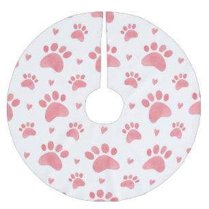 Jupon De Sapin En Polyester Brossé Motif d'aquarelle Cat Paws