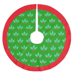 Jupon De Sapin En Polyester Brossé Motif de baie sacrée sur fond vert